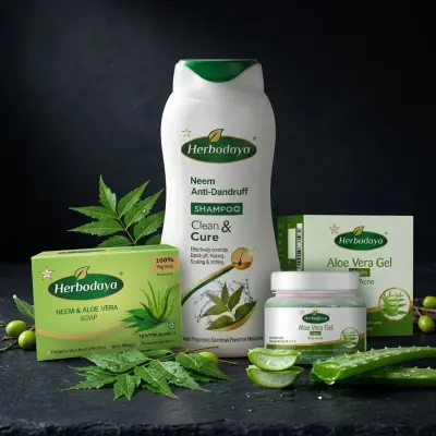 Neem Aloe Clear Skin Combo(Neem and Aloe Vera Soap 125gm+ Neem Anti-dandruff Shampoo 200ml+ Aloe Vera Gel–Neem for Anti Acne 100gm)