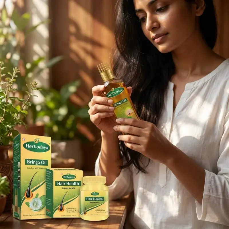 Bringa Oil (100ml) + Hair Health Supplement (60 Nos) Combo