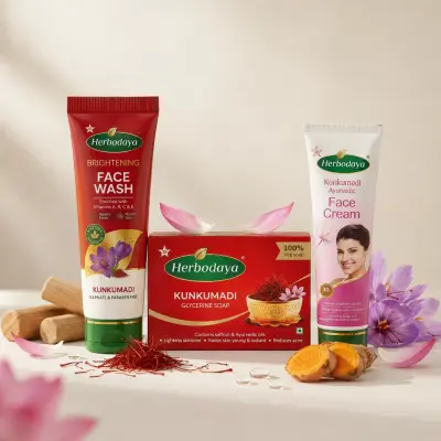 Kunkumadi Glow Pack 3(Kunkumadi Face Wash 100ml+Kunkumadi Face Cream 50gm+Kunkumadi Glycerine Soap 125gm)