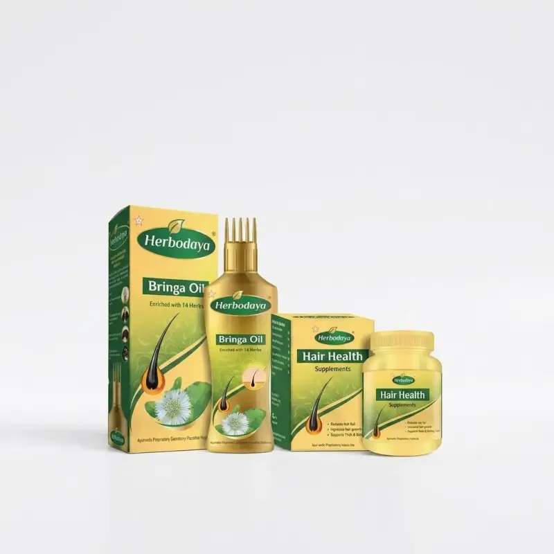 Bringa Oil (100ml) + Hair Health Supplement (60 Nos) Combo