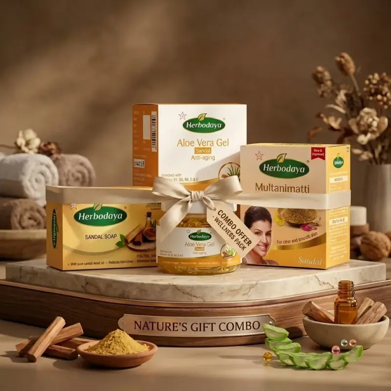 Traditional Sandal Pack (Sandal Soap 125gm+Aloe Vera Gel-Sandal for Anti-Aging 100gm+Multanimatti Sandal 100gm)